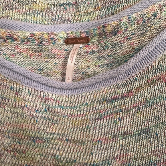 Free People S Pullover Sweater Aqua Combo Boxy Fit EUC - Picture 9 of 10